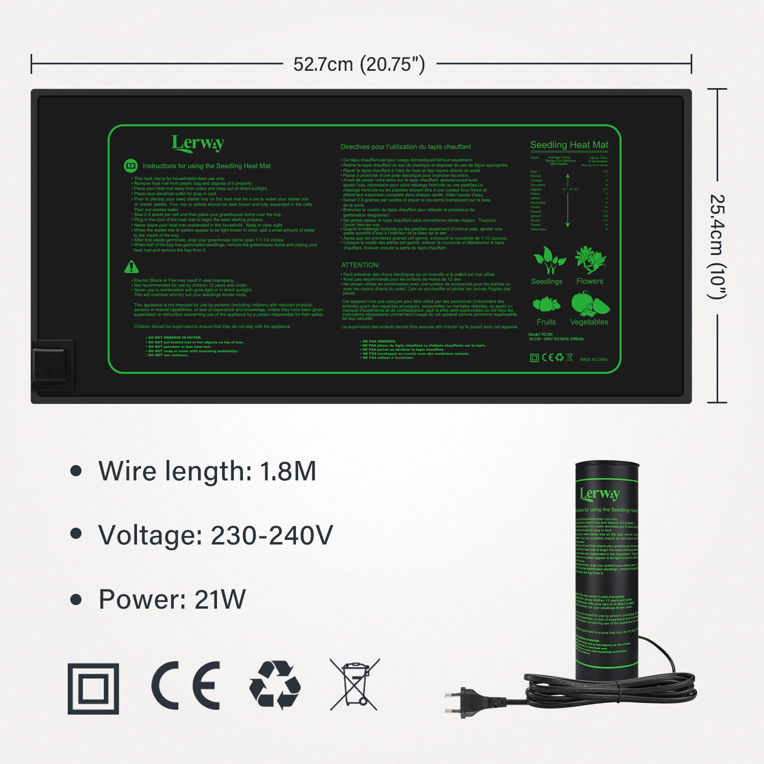 Lerway 21w esteira de aquecime - Seedling Heat Mat avaliação e preço