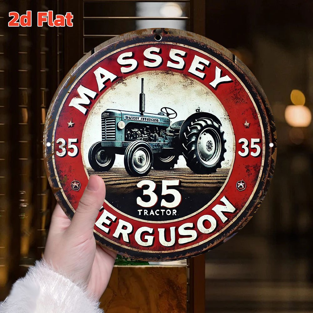 Placa de Metal Redonda Retrô 2 - Agriculture Farming Logos avaliação e preço