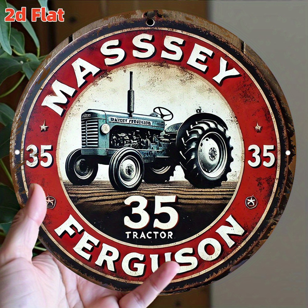 Placa de Metal Redonda Retrô 2 - Agriculture Farming Logos avaliação e preço